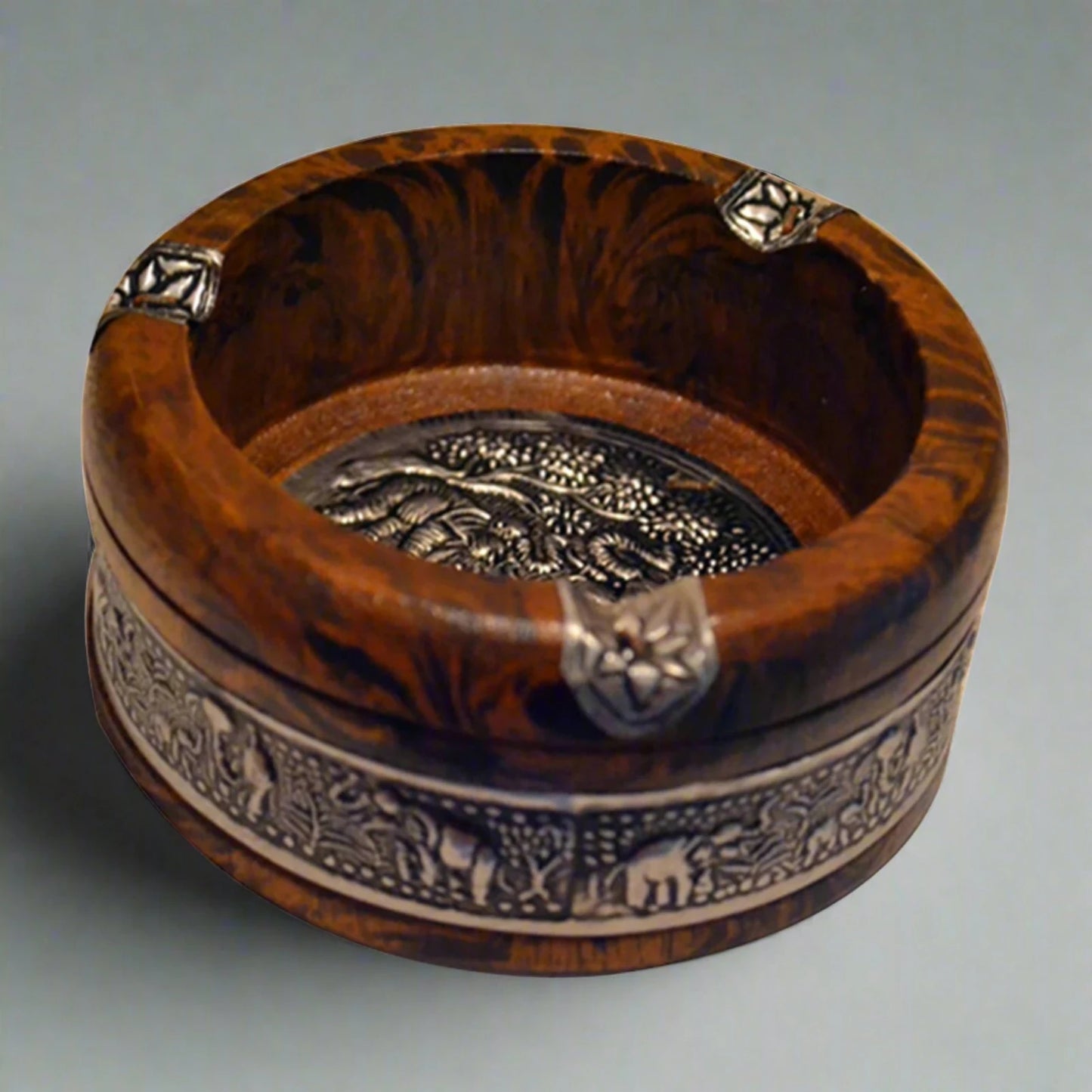 Vintage Embossed Wood Ashtray