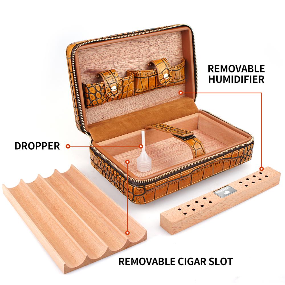 Portable Leather Travel Cigar Humidor