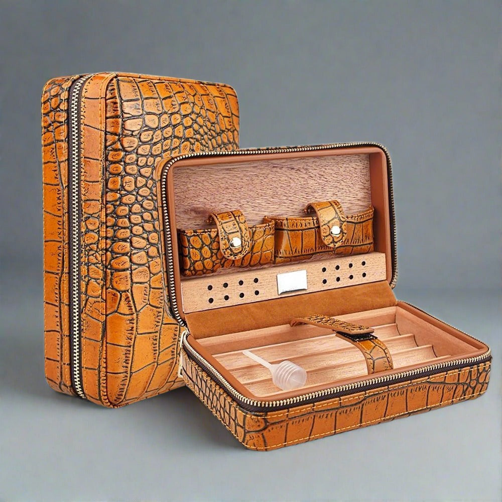 Portable Leather Travel Cigar Humidor