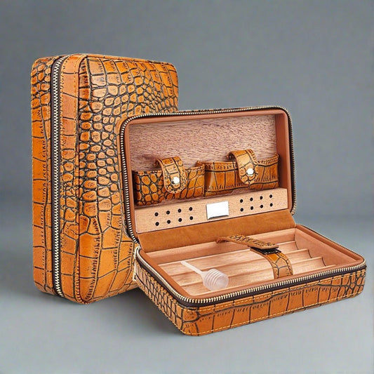 Portable Leather Travel Cigar Humidor